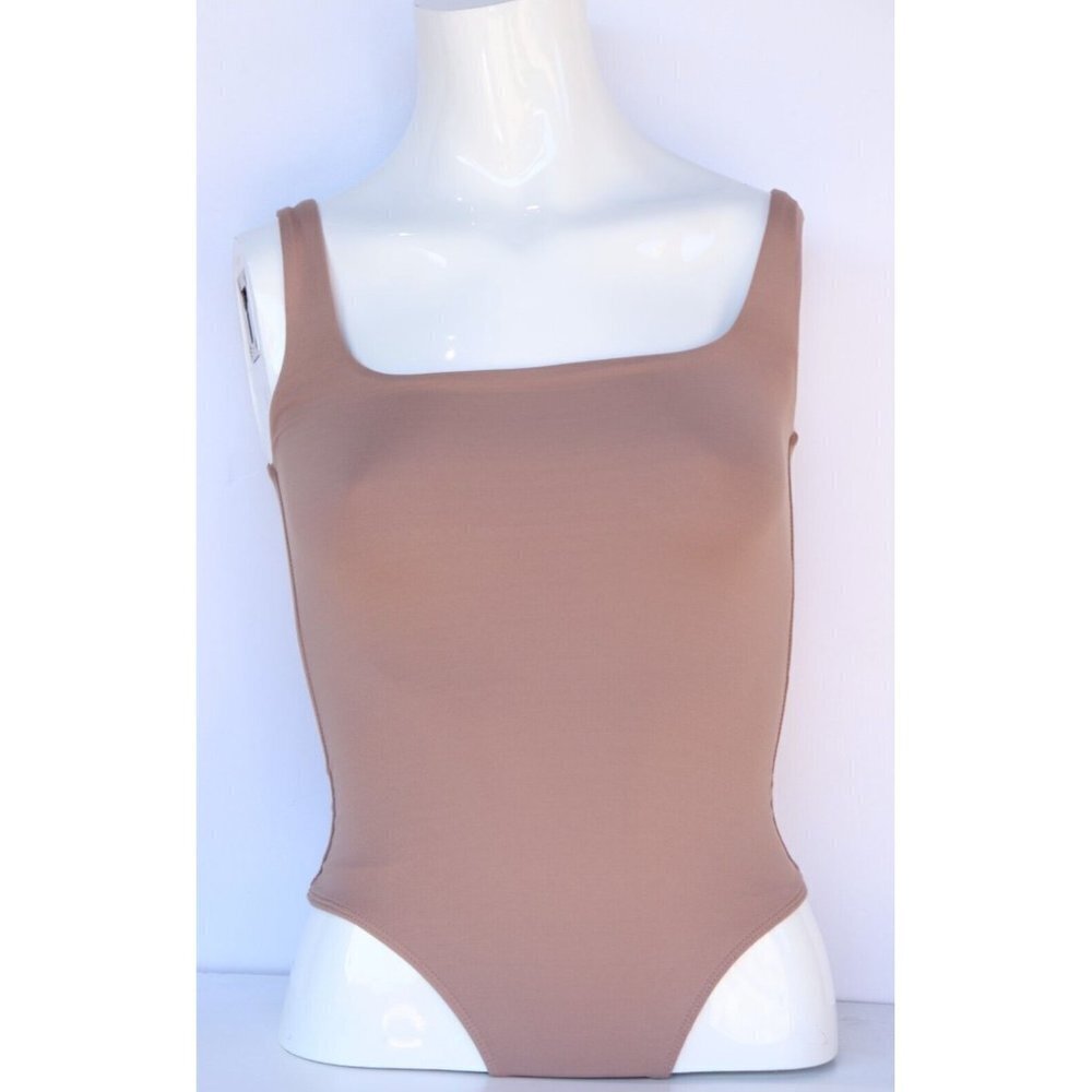 Aritzia Babaton Women's Size XXS Toasty Beige Contour Tank Bodysuit Square Neck